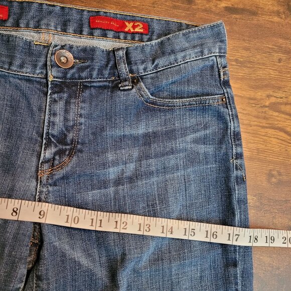 Express X2 Jeans 8 L Eva Full Leg Flare Low Rise Medium Wash Stretch Y2K - Picture 8 of 12